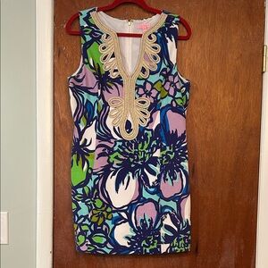 Lilly Pulitzer Janice Shift Dress in Spectrum Blue Catwalk XL Excellet Condition
